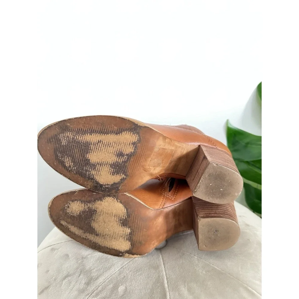 Madewell Womens Rosie Boots Size 8.5 Cognac Tan Leather Block Heel Ankle Booties
